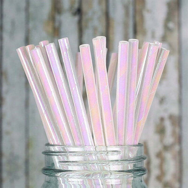 IRIDESCENT PAPER STRAWS PK 20
